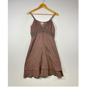 Boho Fairy Mossimo Supply Co Women M Brown Crochet Lace Tiered Gauze Mini Dress
